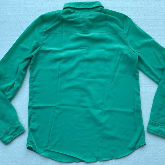 Old Navy Women Top Shirt Long Sleeve Collared Shirt Green Size XS - Picture 4 of 10